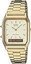 Casio AQ230GA-9D Men's Analog Digital Dual Time Gold Tone Metal Band Watch