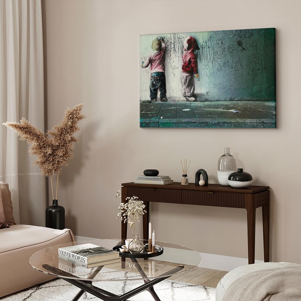B&D XXL - Akustikbild Poster Kinder Graffiti, 120x80 cm, 1-teilig, Büro | Verbessert Raumakustik, reduziert Hall, ideal fürs Büro oder Wohnzimmer, hochwertige Verarbeitung, schnelle Montage, stilvoll