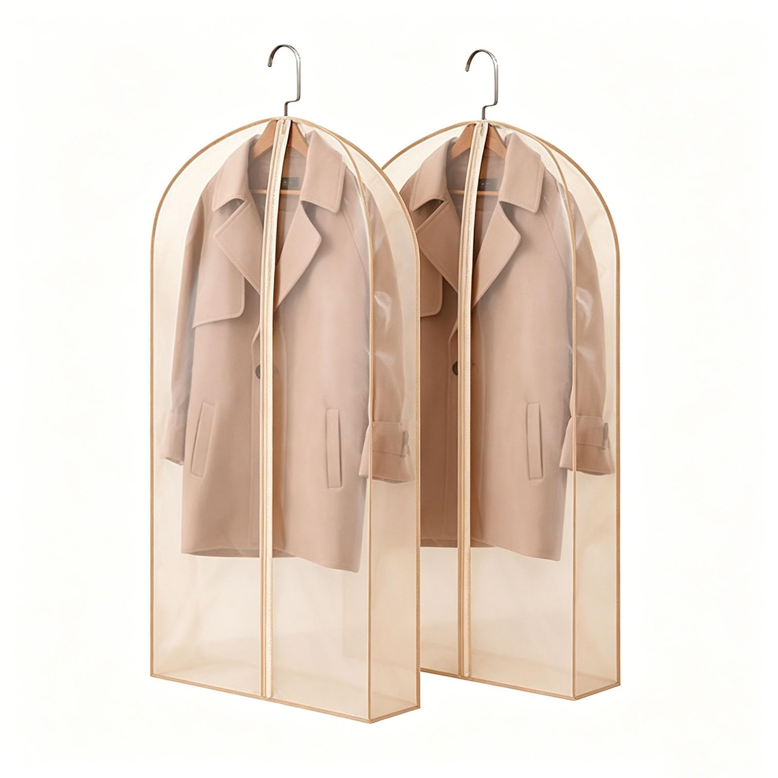 2 Pack Garment Bags for Hanging Clothes, Organza Garment Covers with Zipper, Suitable for Coats and Wardrobe Storage(60 * 17 * 130cm/24 * 7 * 51in)