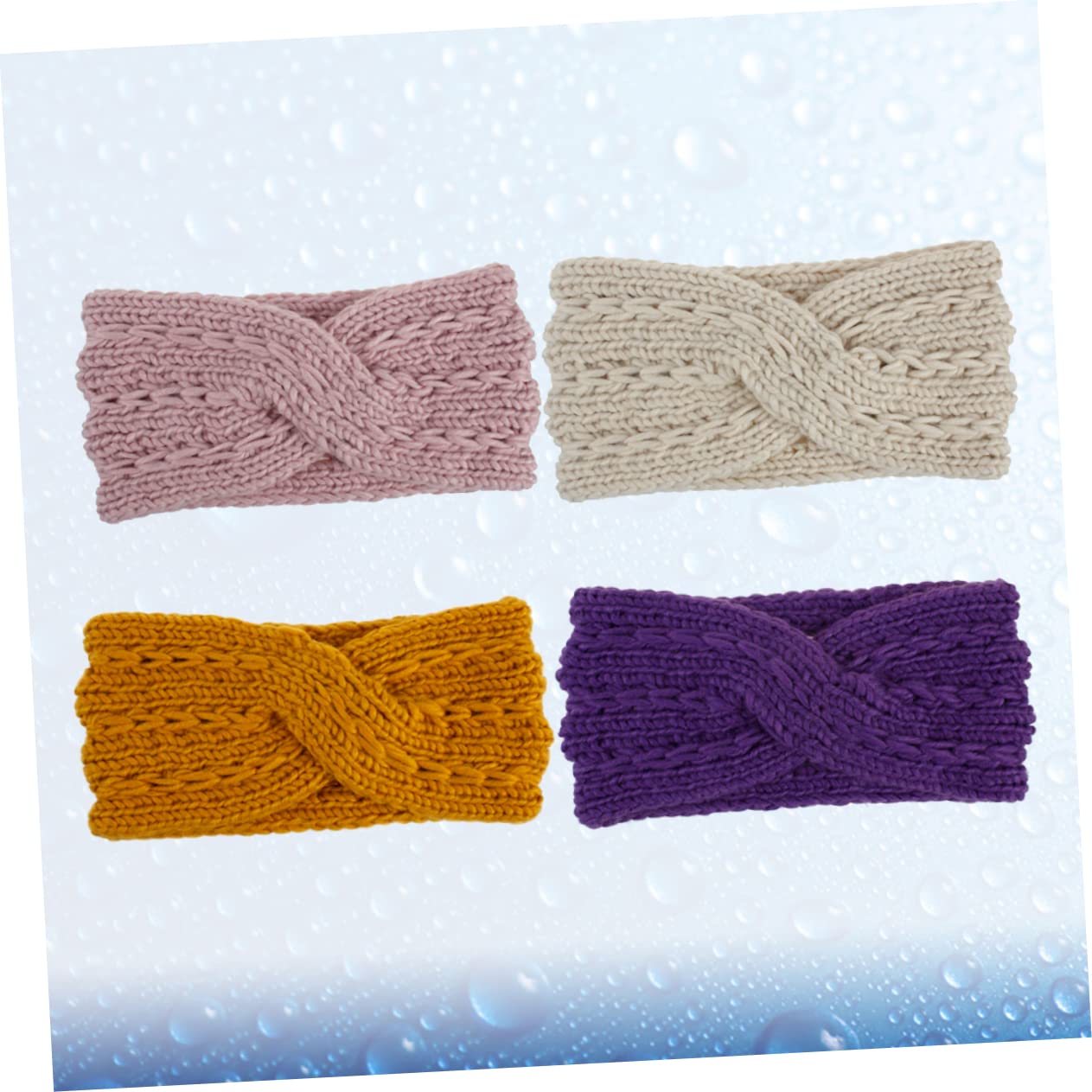 GALPADA Knitted Headband Hat Set 4pcs Soft Headbands Cross Design Warm Woolen Yarn for Cold Seasons