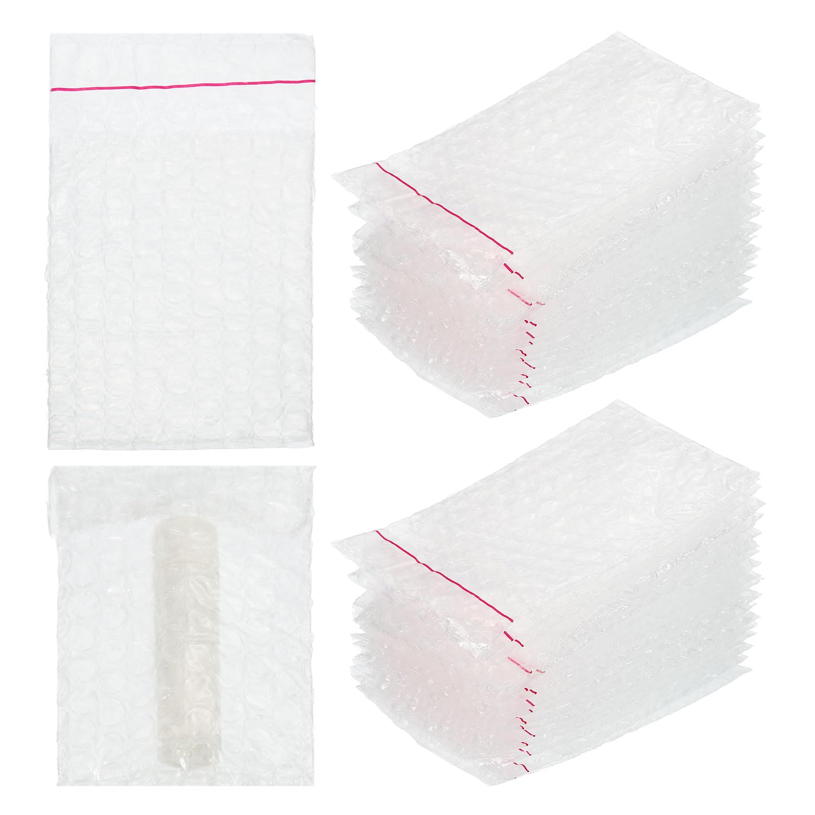 PATIKIL Lot de 200 sacs à bulles transparents auto-adhésifs, (10 x 10 cm), pochettes d'emballage à bulles légères et économiques à double paroi rembourrées, adaptées pour l'expédition postale