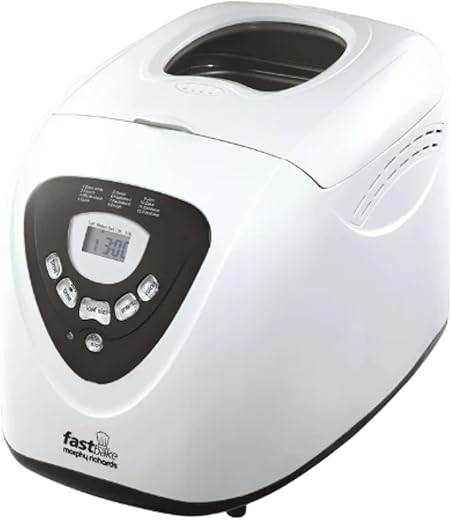 Morphy Richards Fastbake Breadmaker, 12 Programmes, 1.5lb, 2lb Loaf Sizes, 13 Hour Delay Timer, Keep Warm, 48281, White