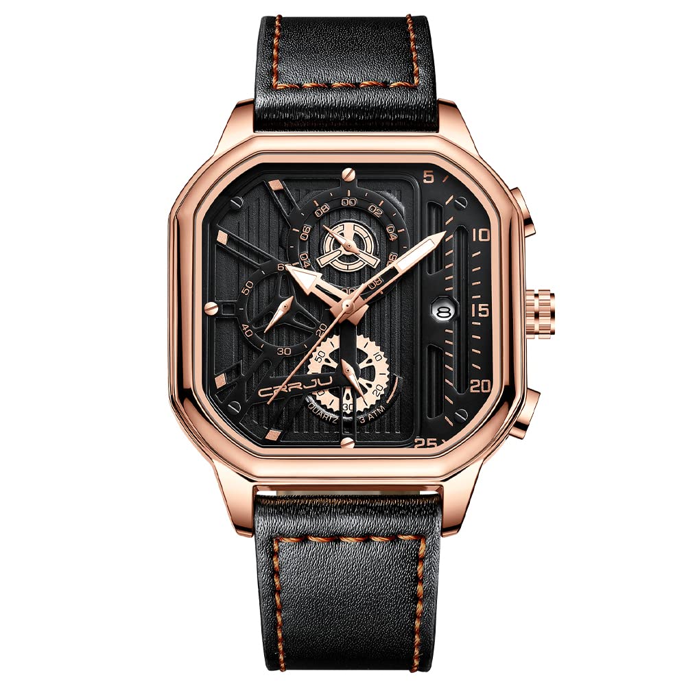 Men Watch Fashion Waterproof Chronograph Wristwatch Business Quartz Analog Black Leather Strap Wrist Watch, Black (B0BJPZ3LP6) Amazon Price History, Amazon Price Tracker