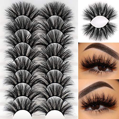 25MM Mink Eyelashes Fluffy Dramatic 8 Pairs False Lashes Luxurious Faux Mink Eyelashes Thick Long Reusable Eye Lashes Bulk