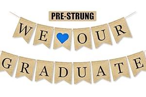 We Love Our Graduate Banner, Natural Burlap Bunting Garland Congrats Grad Photo...