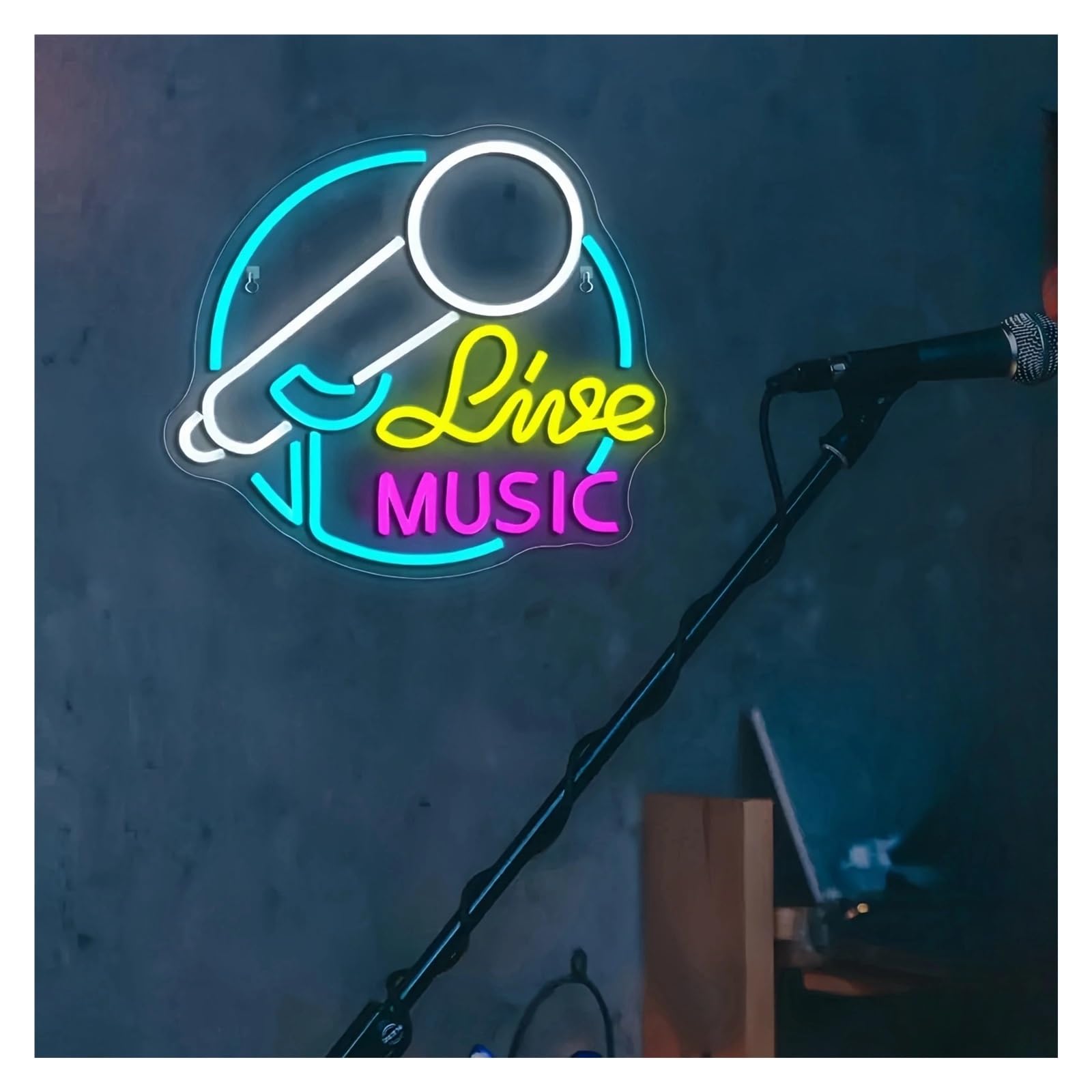 SHOUXI Sign Lamp Live Music Neon Sign USB Powered Neon Light for Music Studio Office Man Cave Wall Decor 32cmx35.5cm