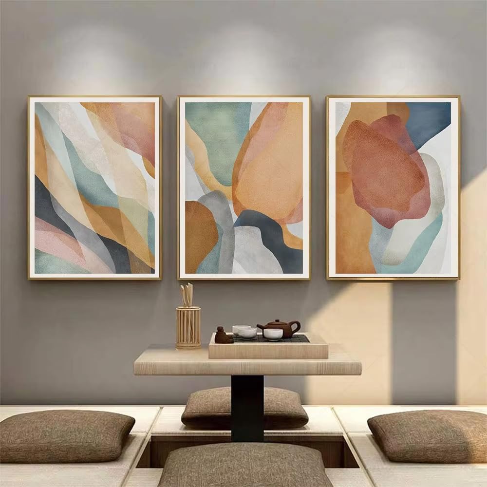 awtrhfc Boho Abstract Wall Art Print Color Painting Line Art Canvas Poster Modern Wall Picture Living Room Interior Home(40x50cm(16x20in) x3/No frame)