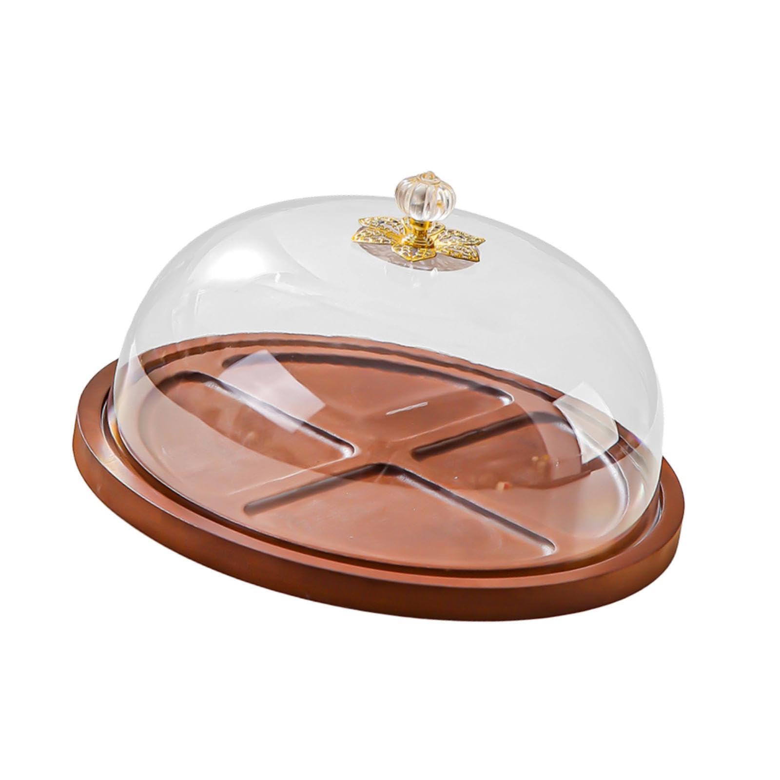 Présentoir à gâteaux avec couvercle, plateau de service, assiette de rangement, porte-cupcakes pour fêtes, festivals, mariages et fruits, Rond 27x15cm