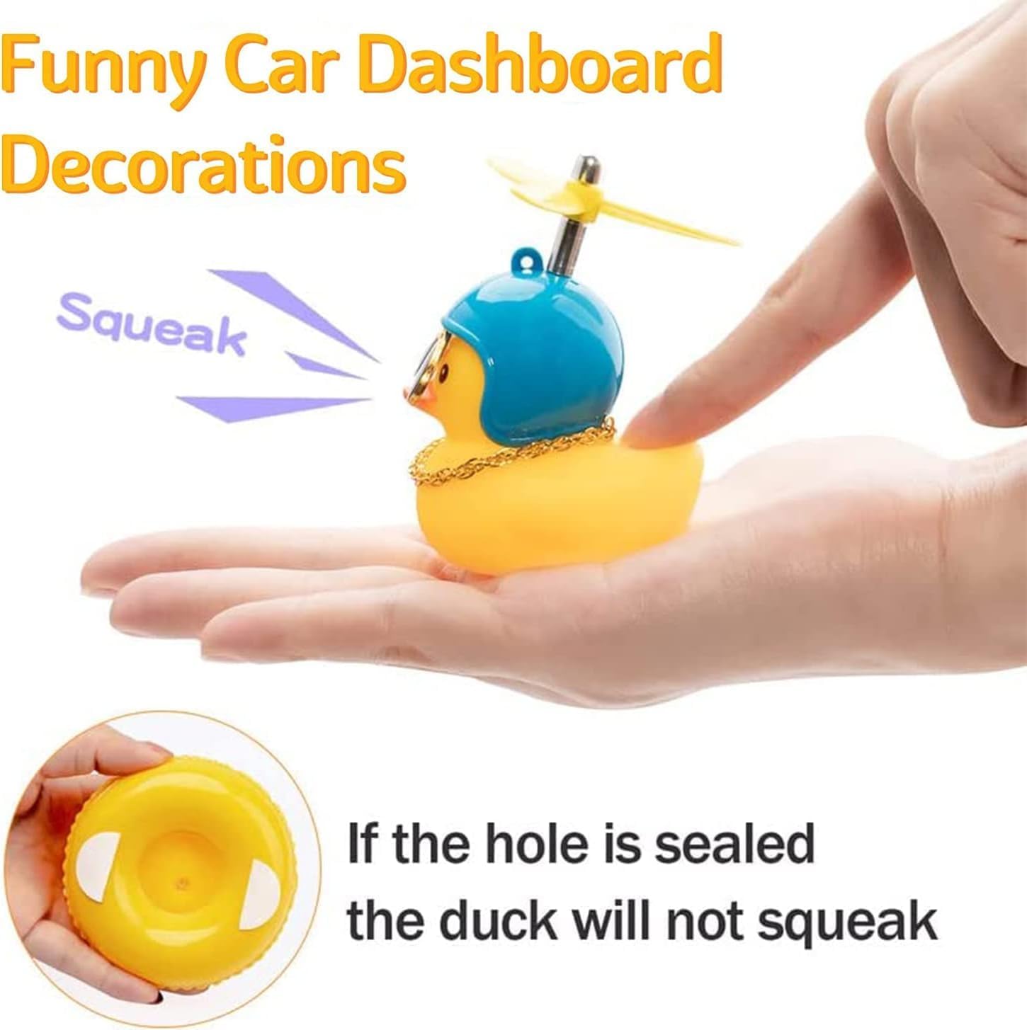 wonuu Rubber Duck Car Ornaments Yellow Duck Car Dashboard Decorations with Propeller Helmet Swim Ring Necklace and Sunglasses, Pink-Duck