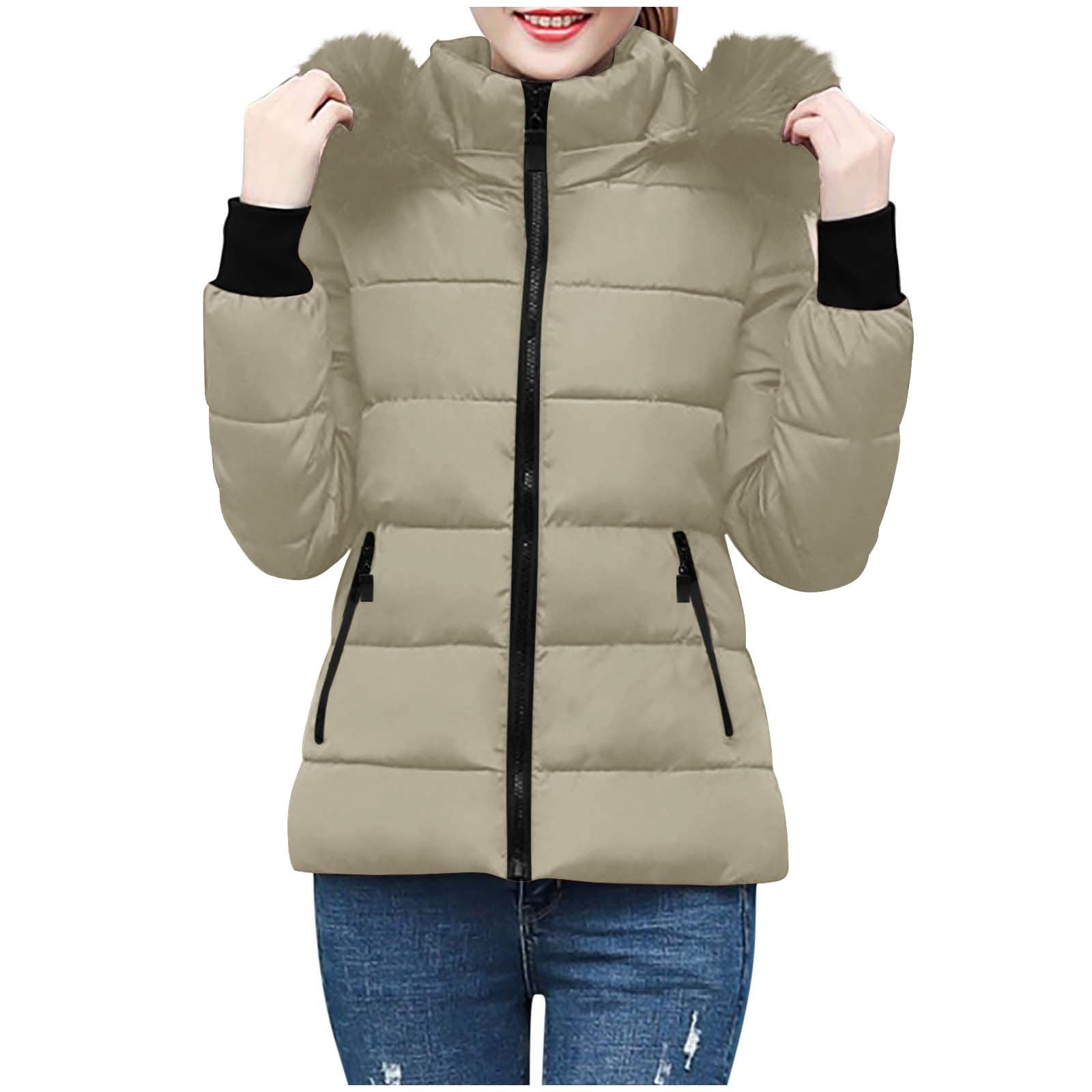 HAOLEI Chaqueta Mujer Invierno,Abrigo Acolchado Mujer con Capucha Desmontable Grueso Cálido Cazadora Acolchada con Cremallera Completa Color Sólido Caliente Cómodo Abrigos Plumas a Prueba de Viento