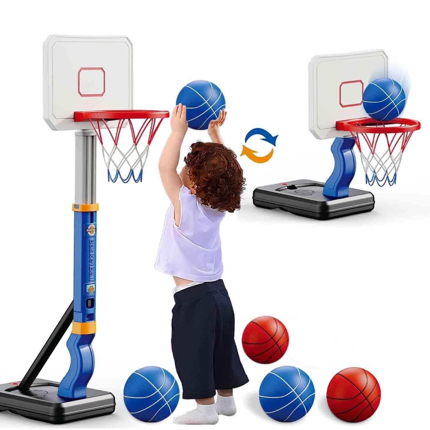Toddler Basketball Hoop Height Adjustable, Kids Basketball Hoops for Indoor Outdoor Play, Pool Toys with 4 Balls and Pump, Swimming Pool Basketball Hoop for Kids Age 3-8 Birthday Gifts