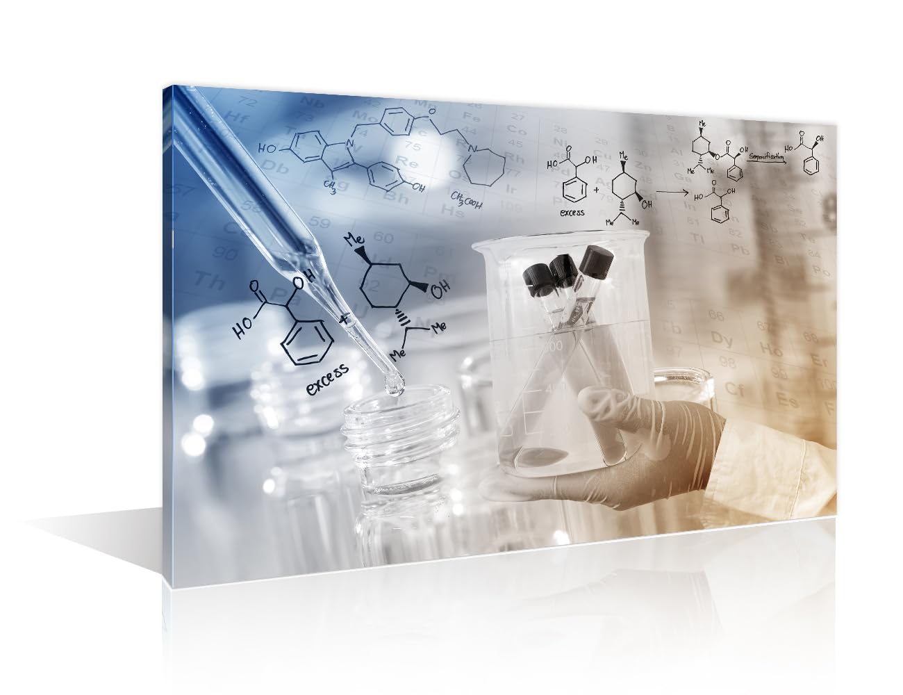 TUMOVO Scientist Hand Holding Test Tubes Laboratory Research Wall Art 1 Panel Medical Artwork Wall Decor for Living Room, Bedroom, Bathroom, Office. Framed Ready to Hang (12" Wx18 H)