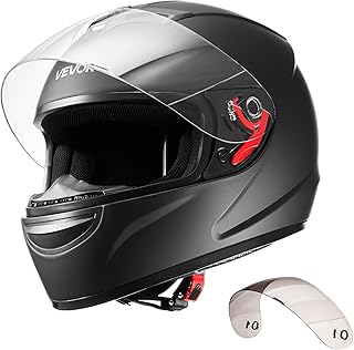 VEVOR Full Face Motorcycle Helmet DOT Approved, Dual Visor & Interchangeable Lens, Smart Street