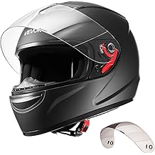 Full Face Motorcycle Helmet DOT Approved, Dual Visor & Interchangeable Lens, Smart Street ABS Helmet Comfortable Motocross Helmet, Fit for Youth & Adults