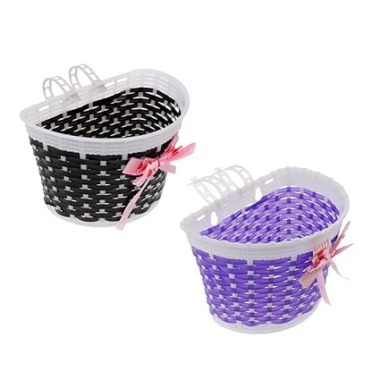 MagiDeal 2 Pieces Girls Bicycle Front Basket Flower Bowknot Children/Kids Bike/Cycle Handlebar Storage