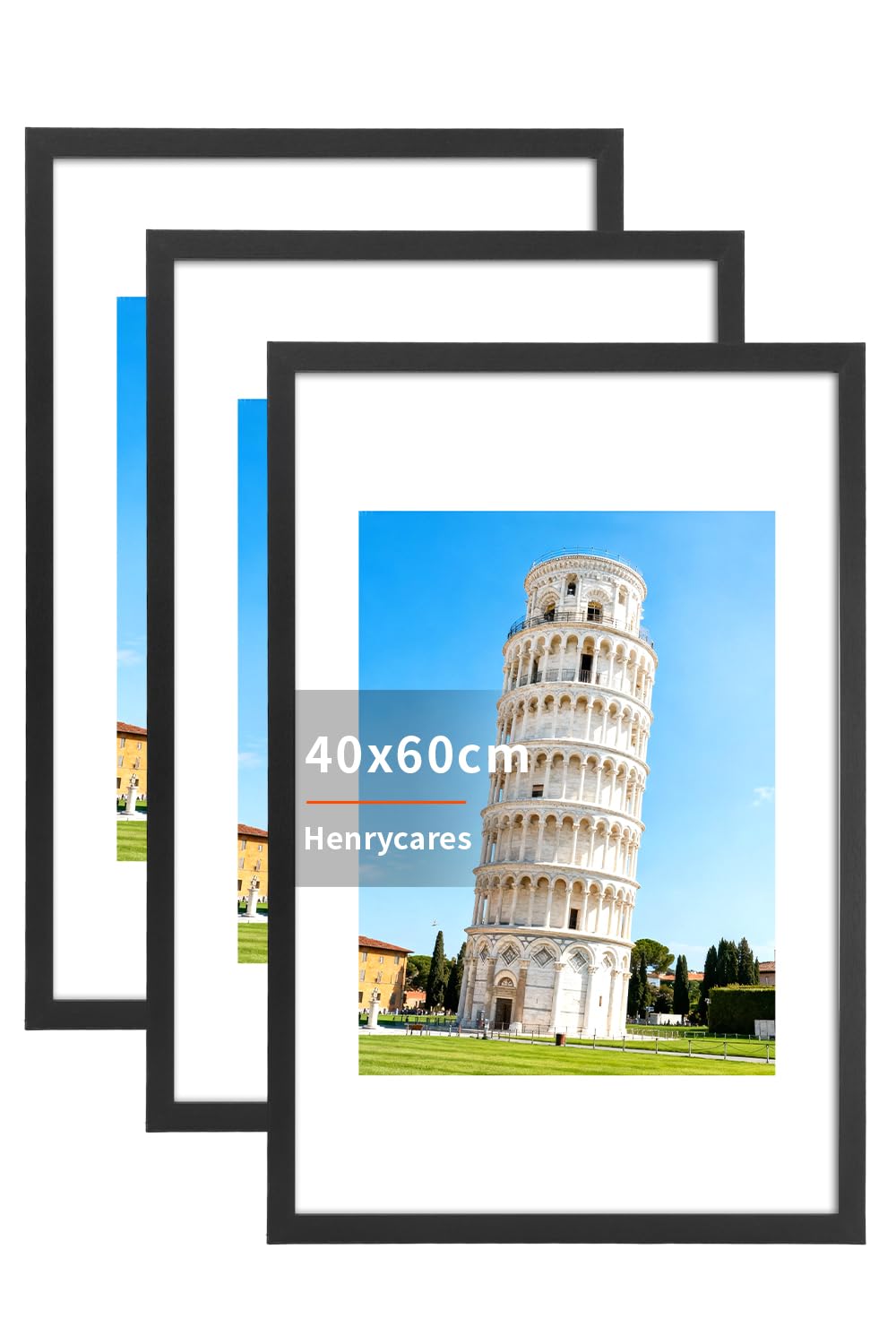 Henrycares 3er Set Bilderrahmen 40x60, Schwarz Rahmen für 40x60 cm, Picture Frame Fotorahmen groß für Fotos, Bilder, Poster