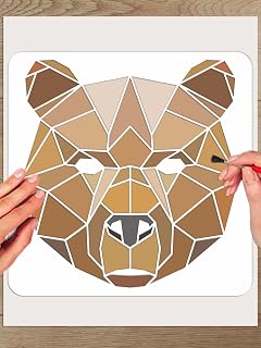 1Pcs Bear Head Painting Stencil, 11.8x11.8inchs Geometric Animal Plastic Reusable Stencil Crafts Drawing Templates for Painting on Wood Wall Door Canvas Fabric Rock Sign Home Decor