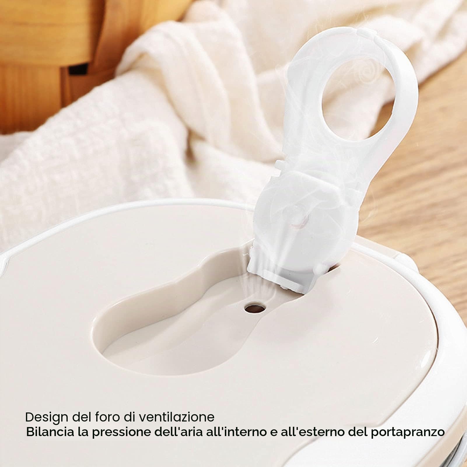 Portapranzo termico acciaio inox 304, 3 strati, design nordico | Contenitore con chiusura di sicurezza,材质 in polipropilene alimentare, manico nascosto portatile, ideale per scuola e uff