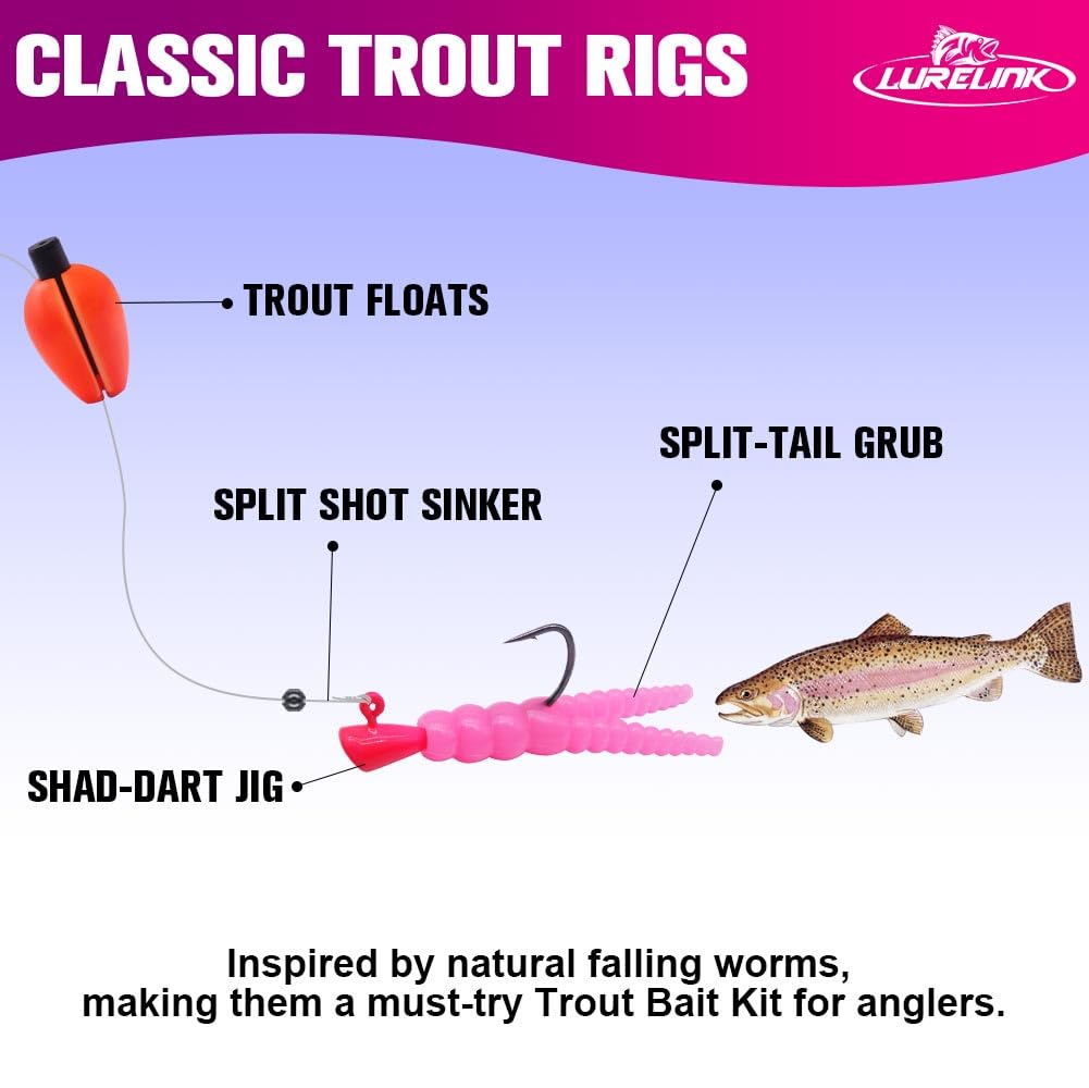 LURELINK 165-Piece Trout Lure Kit for Creek & River Fishing