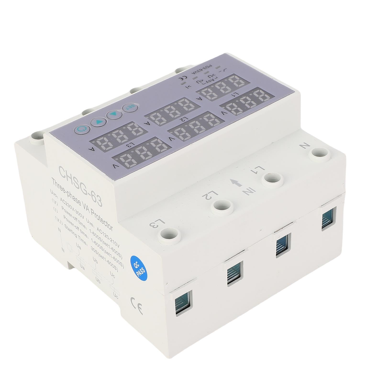 3-fasen Din Rail-voltmeter, CHLT 63 Digitaal LCD-scherm Automatische