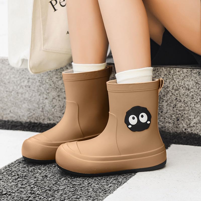 Women's Cute Cartoon Rain Boots Plush Lined Non-Slip Waterproof Shoes Student Short Boots Outdoor Water Shoes3