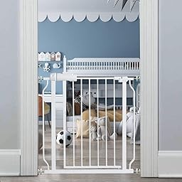 (Fairy Baby) ベビーゲート 取付幅74-86cm 高さ78cm 階段上 突っ張り式 オートクローズ機能 扉開閉式 赤ちゃん ゲート バリアフリー 柵 拡張付き ホワイト