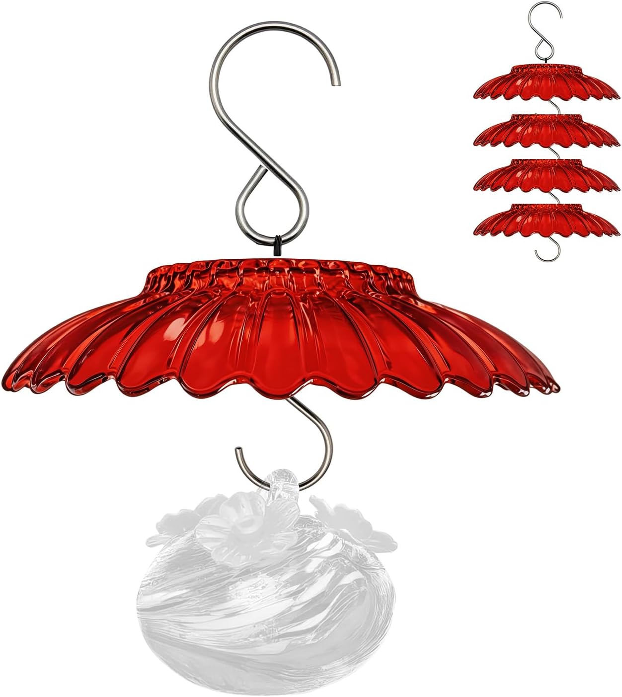 XS 6" Mini Rain Cover for Hummingbird Feeder - 4-Pack Red Weather Guard