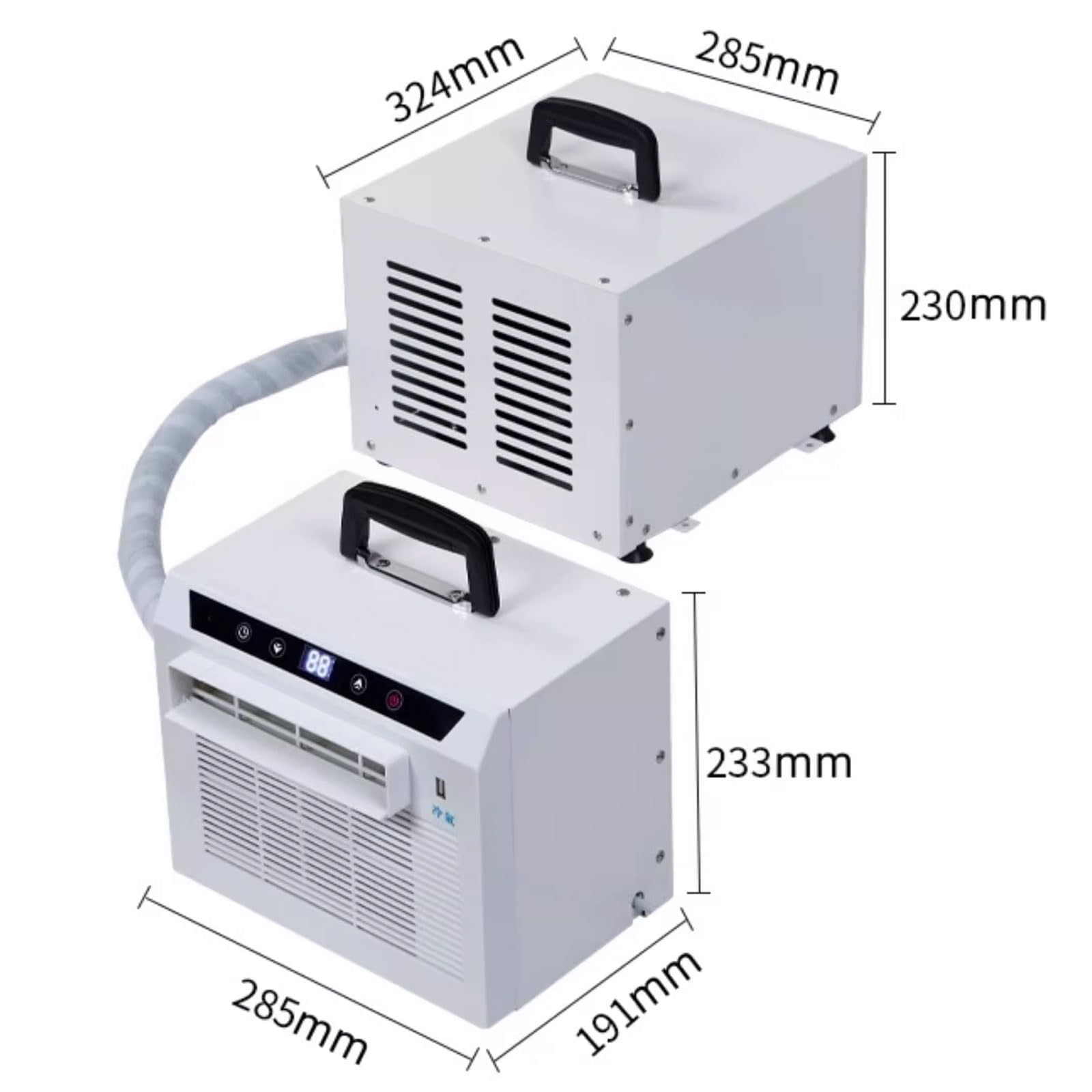 Condizionatore Split 13000 BTU, Climatizzatore Portatile da Campeggio con WiFi e Telecomando - Timer 12H, Flusso d’Aria 130m³/h, Senza Installazione per Casa, Ufficio e Campeggio 1.5m-Pipe