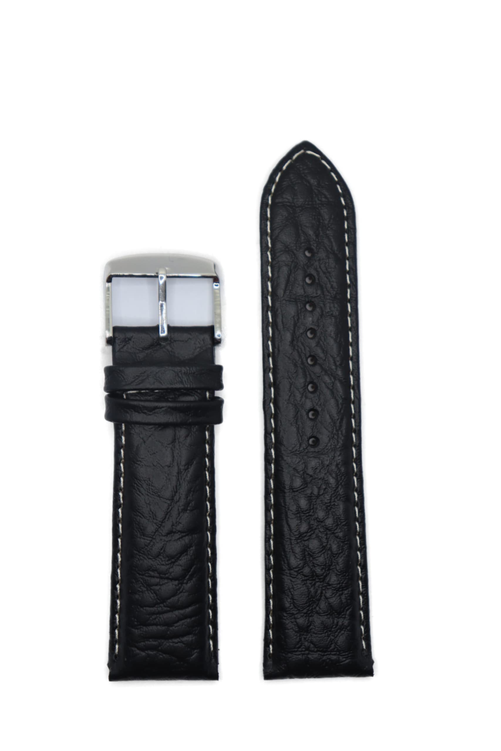 Exor HALF PADDED GRAIN BLACK color with white stitch botip finish 24 mm Genuine Leather Watch Strap (B09R21GQ5D) Amazon Price History, Amazon Price Tracker