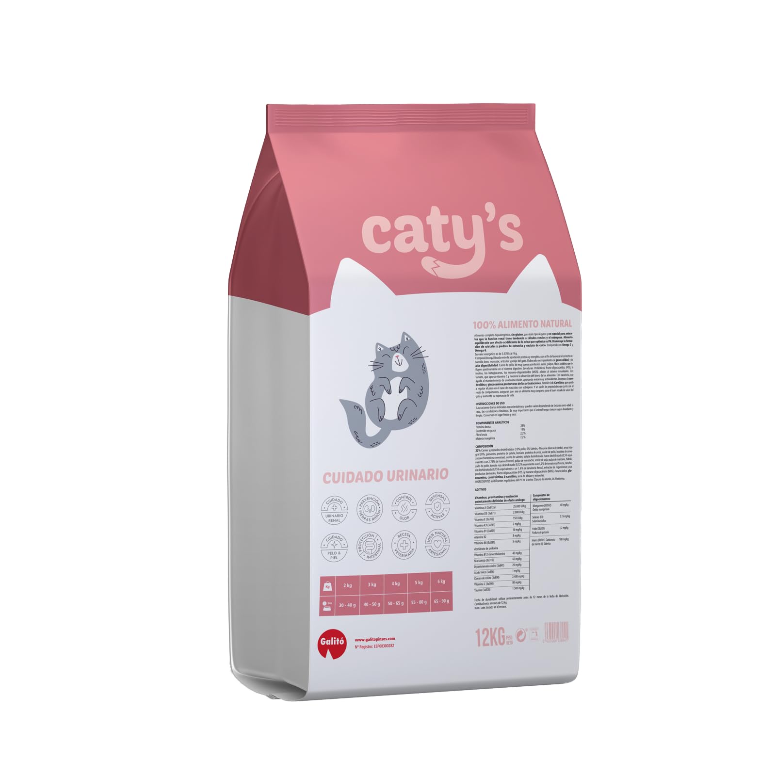Caty’s Pienso Natural para Gatos Urinary 12 kg - Comida Seca de Pollo y Arroz para Transtornos Urinarios - Facil Digestion Alta Palatabilidad - Producto Nacional 100% (12Kg)