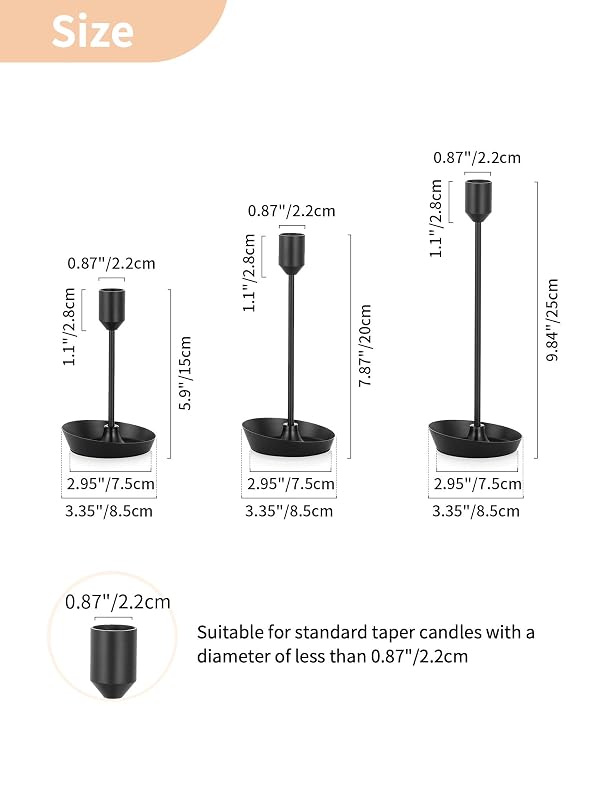 NUPTIO Black Candlestick Holders for Table: 6 Pcs Taper Candles Holders Bulk for Halloween - Tall Candle Stick Holder for Birthday Party Living Room Fireplace Centerpiece by NUPTIO - Image 7