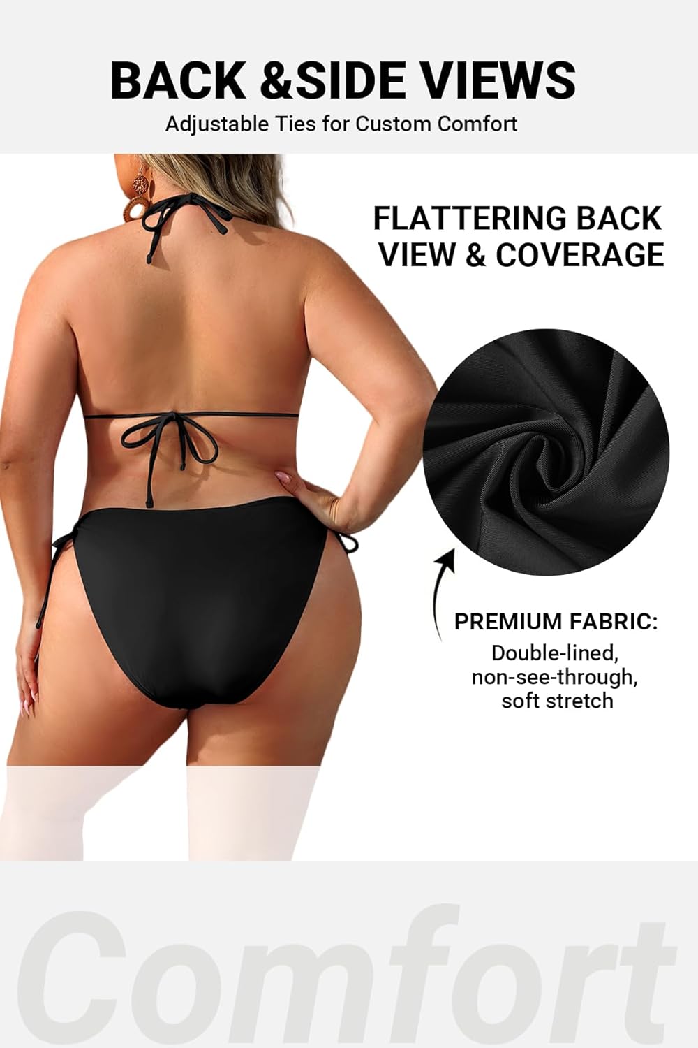 Daci Women Plus Size Triangle Bikini Sets Two Piece Double Straps Halter Swimsuit Side Tie String Sexy Bathing Suits - Image 4