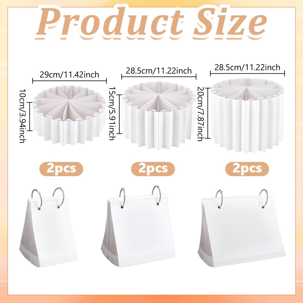 UNICRAFTALE Juego De 6 Columnas Plegables De Papel Para Buffet Con Tapa De Acrílico Soportes Redondos Y Bases Altas Blancas Para Exhibir Postres Pasteles Y Decoración De Fiestas