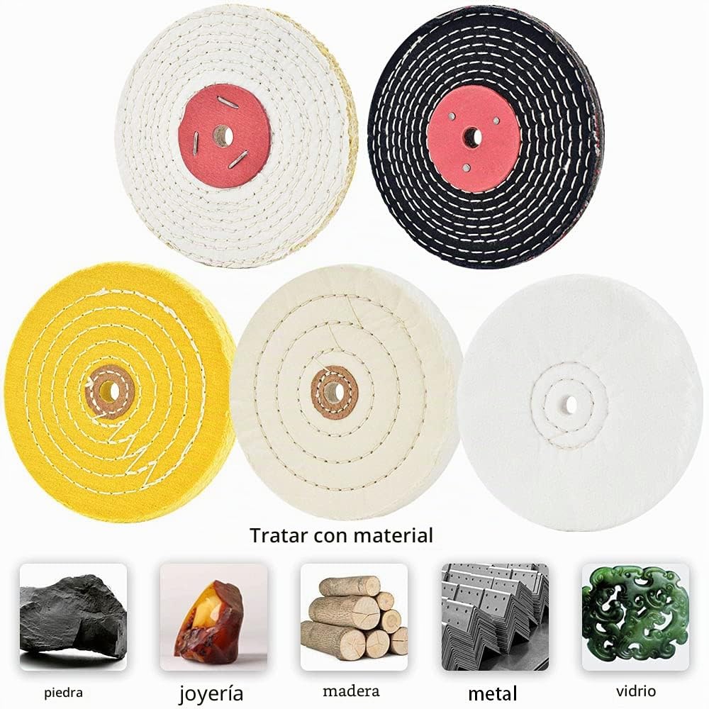 Discos de pulido de 150 mm, cinco paquetes para lijadora de mesa con orificio de 12,7 mm, 5 unidades