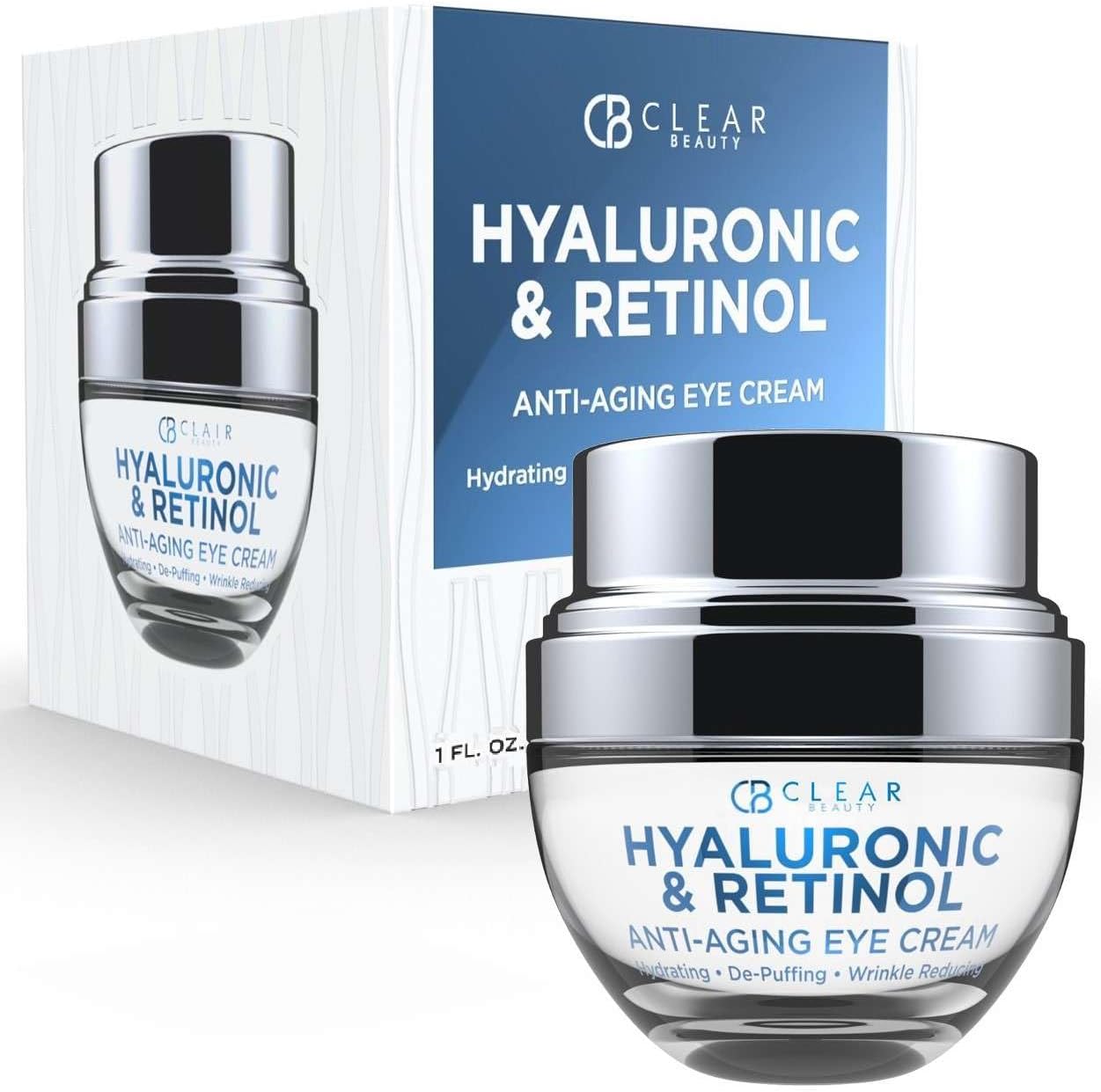 Clear Beauty Hyaluronic Acid & Retinol Eye Cream – Hydrating, Anti-Aging & Reduces Dark Circles & Puffiness – Dermatologist Tested, Cruelty-Free Korean Skin Care for All Skin Types – 1.01 Fl. Oz