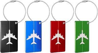 Mardatt Set 10 Etichette Bagagli In Alluminio Colorate - Con Protezione Privacy E Passante Metallico, 80x42,5 Mm - Per Valigie, Borse, Zaini, Viaggio - 3