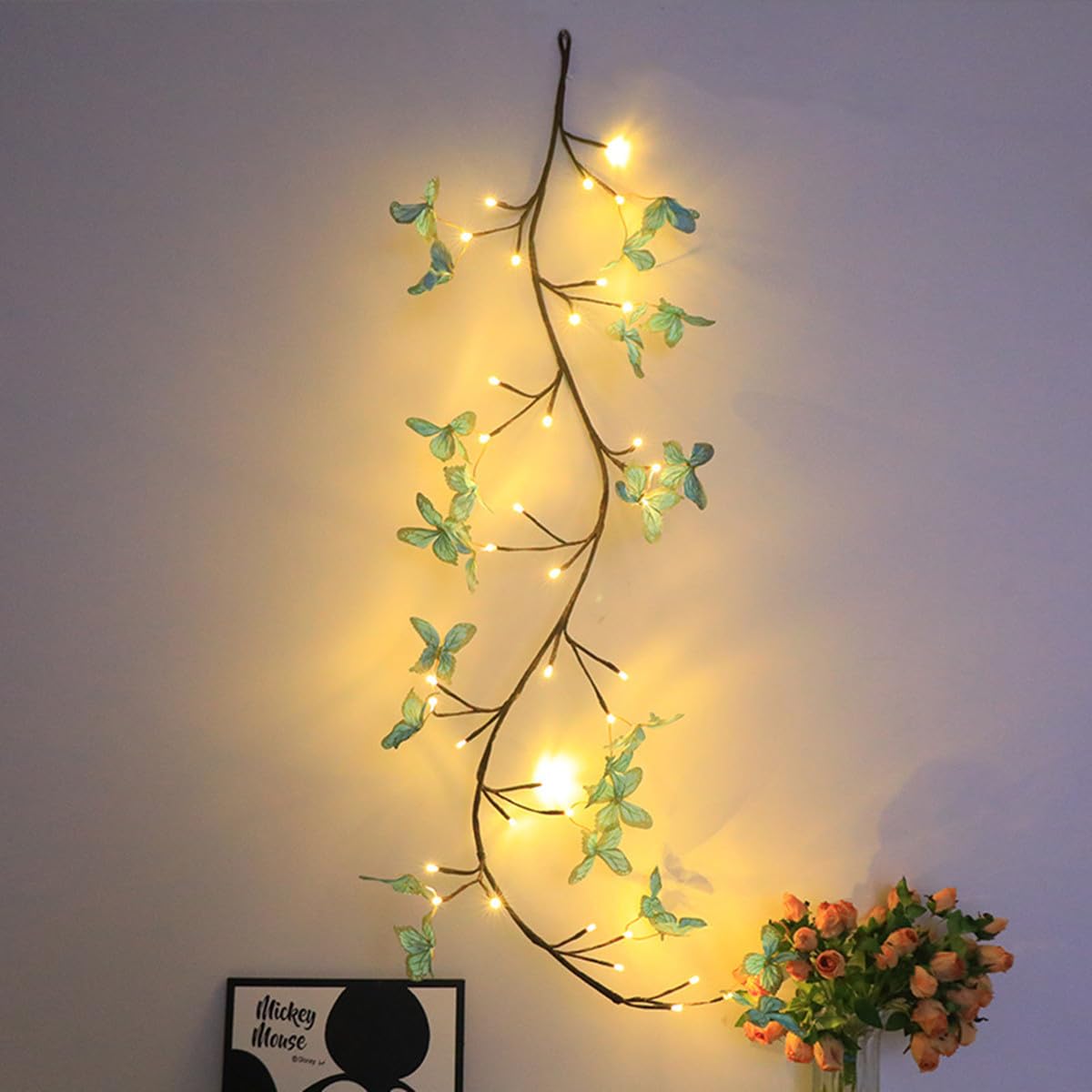 Willow Vine Lights, Luci di stringa di Natale a LED, Luci a batteria dei rami pieghevoli con timer 8 modalità per la decorazione natalizia della casa della parete (Blu 36LED)