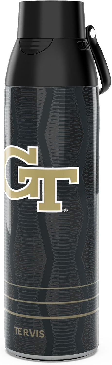 Tervis Venture Water Bottle Georgia Tech Yellow Jackets - Full Speed Triple Insulated Tumbler Travel Cup Keeps Drinks Cold & Hot, 26oz, Stainless Steel