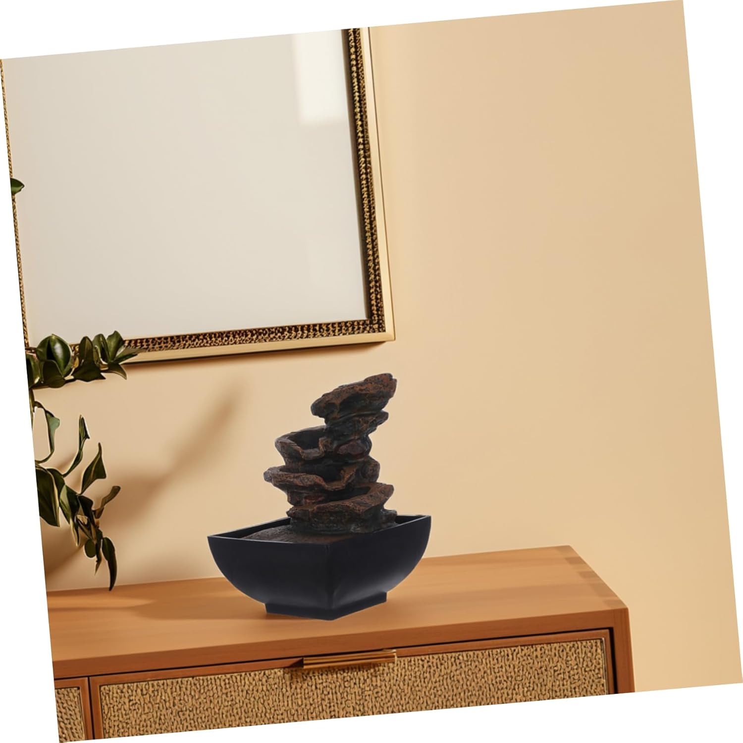 110v Indoor Desktop Water Fountain with Led Light and Natural Waterfall Sounds Relaxation Tabletop Fountain for Bedroom Meditation and Zen Decor Us Plug