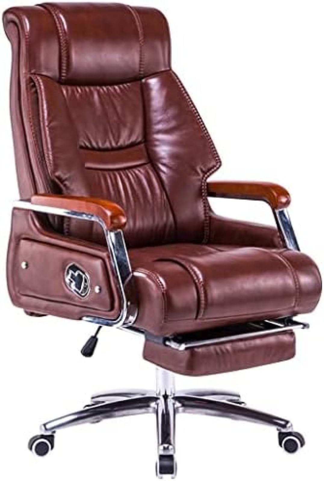 WDSOPK High Back Executive Chair for Big and Tall Home Office Comfort Chair with 155° Reclining Feature Managerial Chair Supports up to 250kg/551(Brown-114A120*50cm)