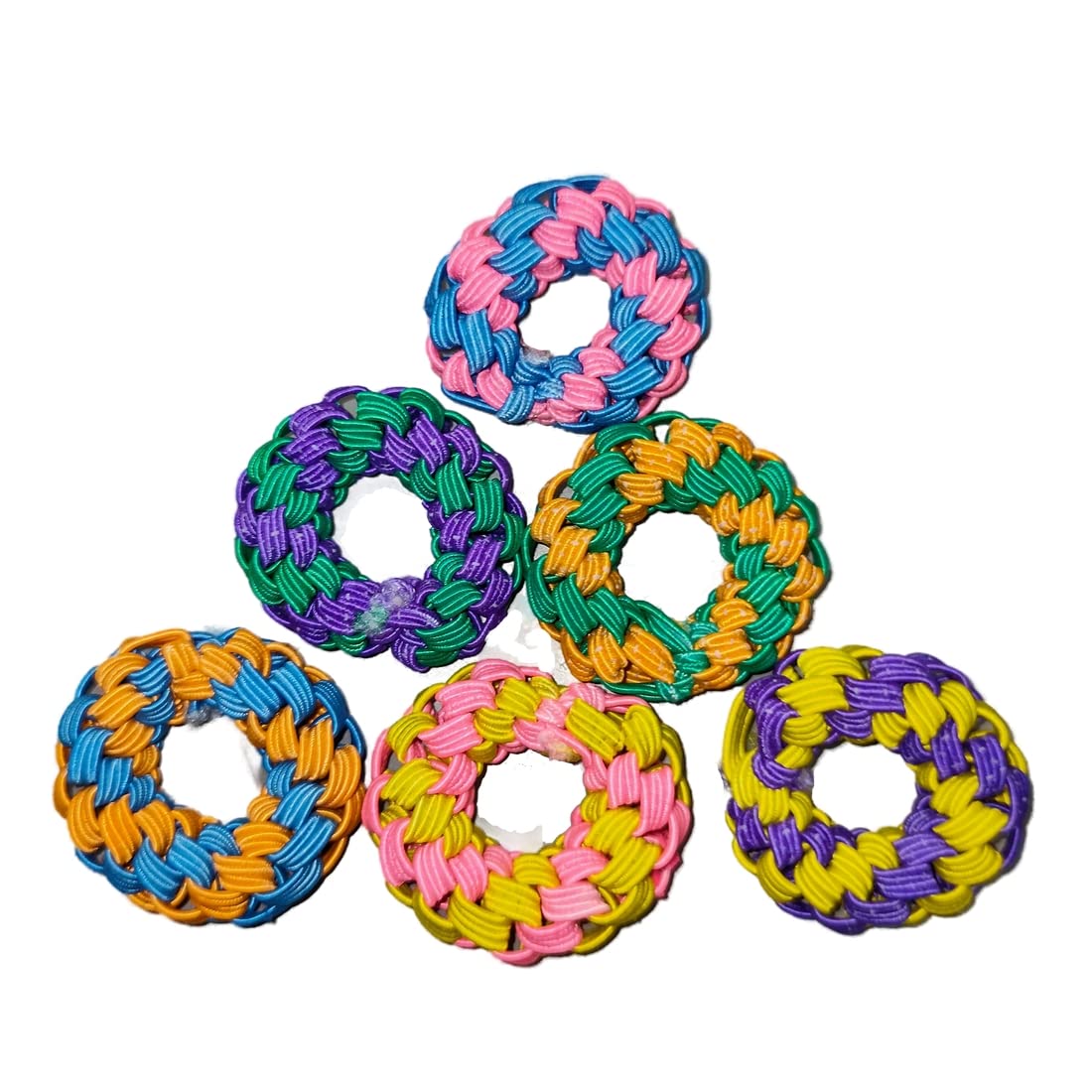 6Pcs High Elasticity Braided Colorful Mix Multicolor Rubber Ponytail Holder Rubber Bands For Girls & Women-image-45