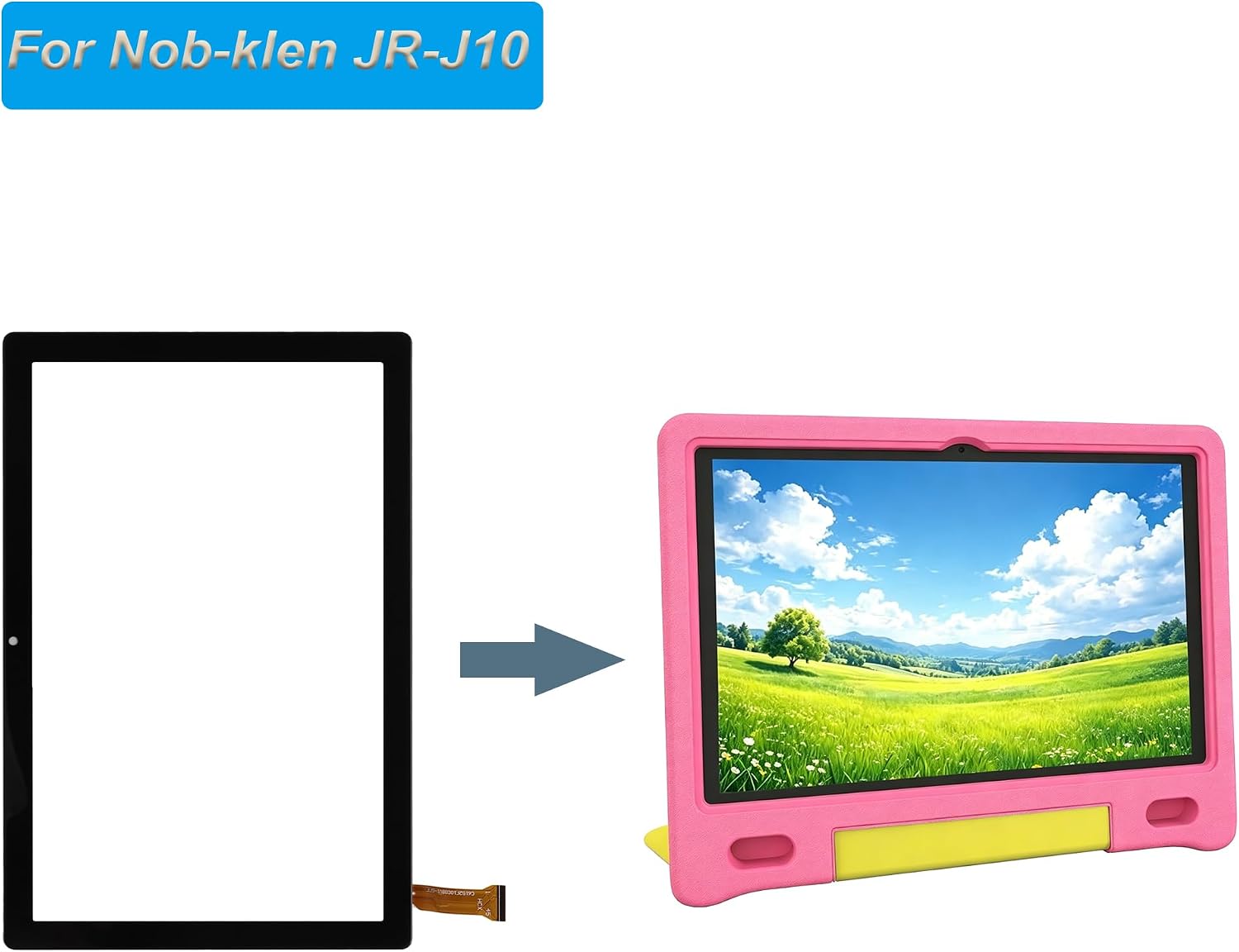 Front Glass Touch Panel Digitizer (Without LCD Display) Compatible with Nobklen JR-J10 Kids Tablet TP Touch 10.1 inch with Tools