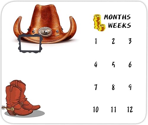 Miniatura 1 de EARVO BTXYEA59 - Botas occidentales para bebé, manta de hito mensual mensual para bebé con flores sonrientes, manta rústica de cuero de vaquero,