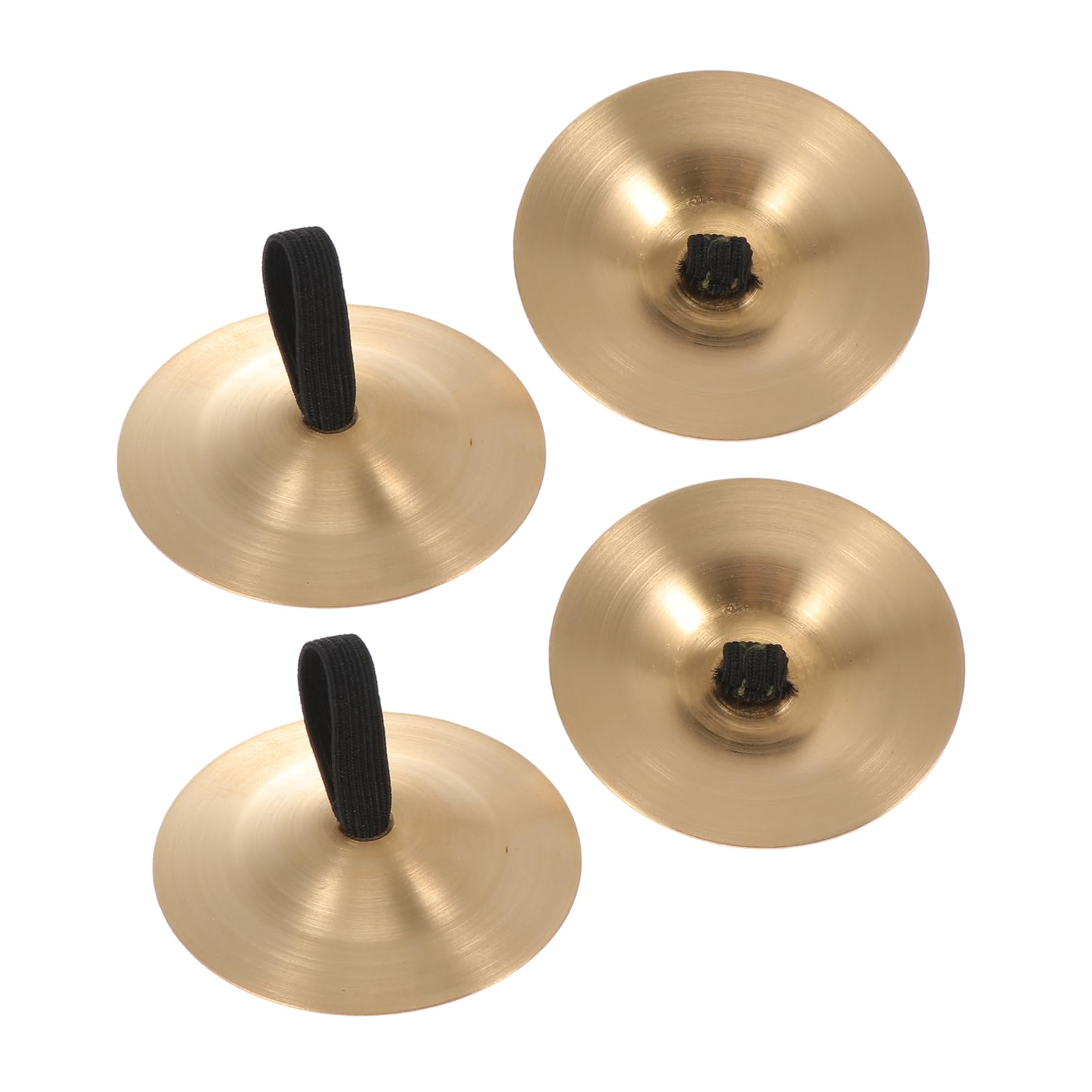 JEWEDECO 2sets Finger Instrument for Boys and Girls Copper Belly Dancing Cymbals Strap for Dance and Party Atmosphere 4pcs*2