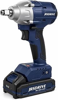 JRSDRIVE 18V Cordless Impact Wrench, 1/2" Square Drive, Brushless Motor, High Torque, Variable Speed, Battery & Charger Included