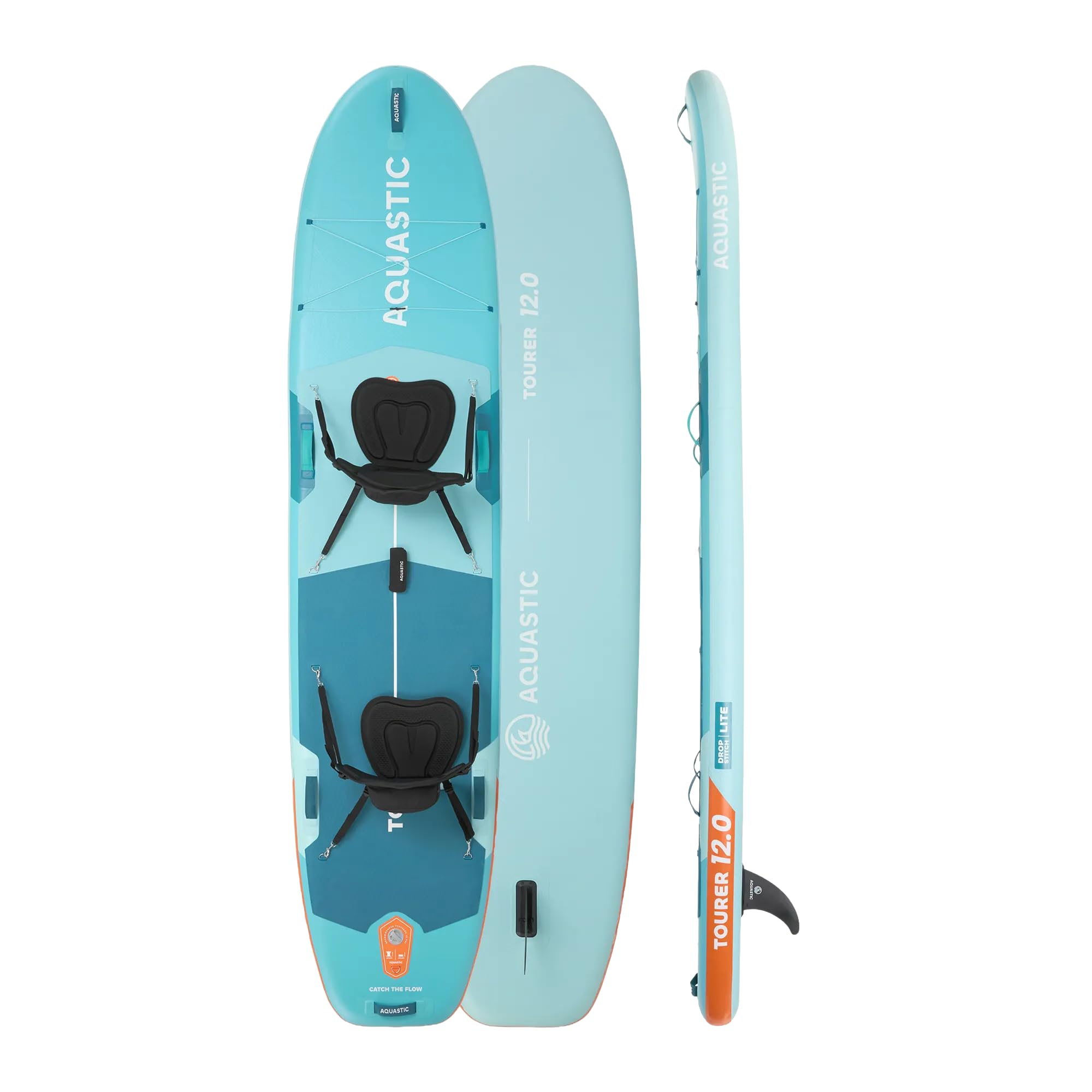 AQUASTIC Tourer 12'0 SUP Board zielona – stabilna, uniwersalna deska dla dwóch osób, rodziny i wiosłowania w czasie wolnym