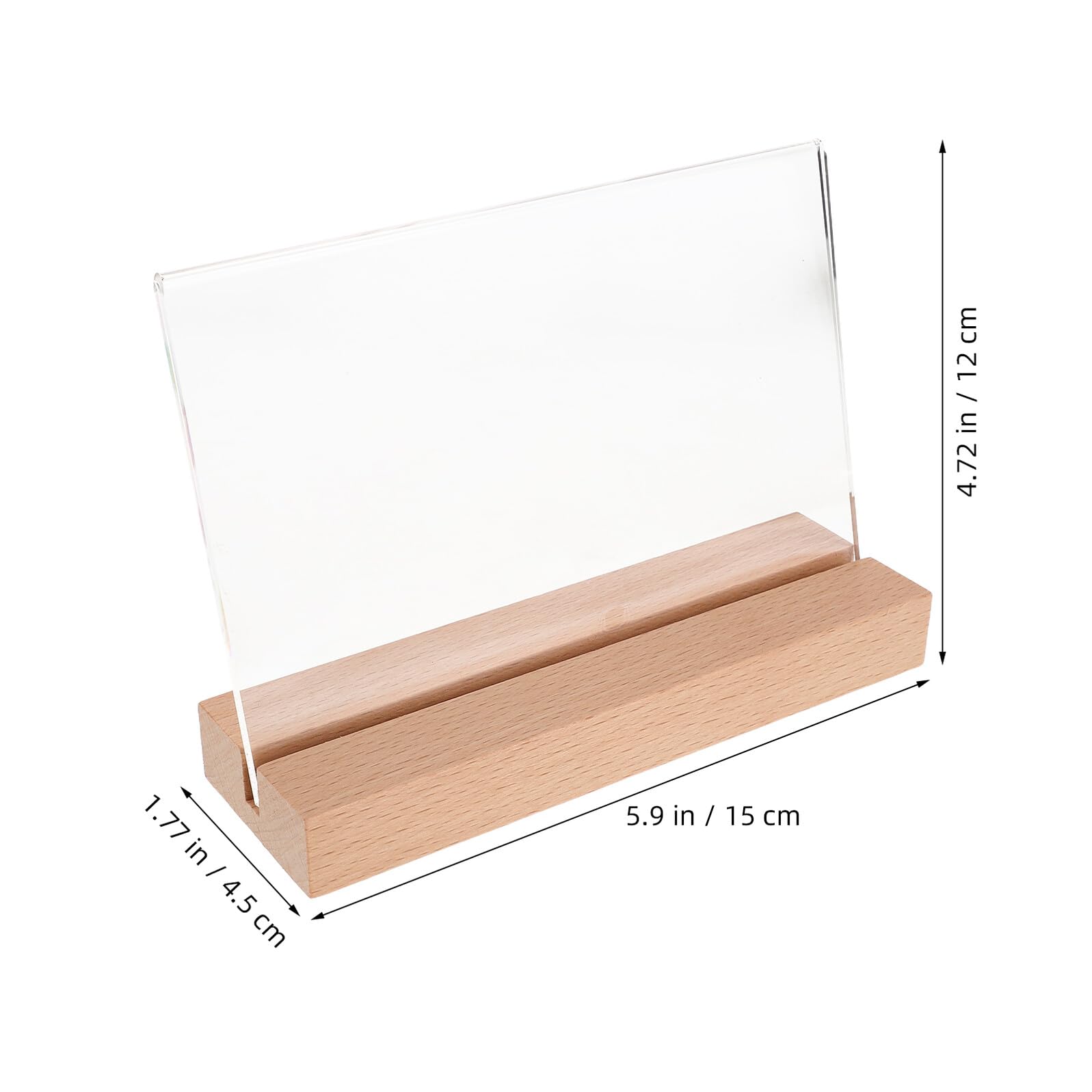 Soporte de Mesa Horizontal de Madera Maciza con Protector Acrílico Transparente Soporte para Carteles de Exhibición de Escritorio Pack de 5 Unidades Adecuado para Restaurantes