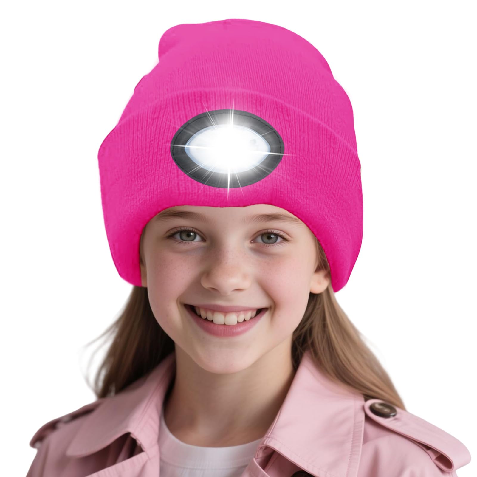 AWSOLAR Mütze mit LED Licht Kinder Erwachsener, Wiederaufladbare Winter Warm Mütze mit Licht Kinder Erwachsener für Jogger, Camping, Geschenke, Laufen