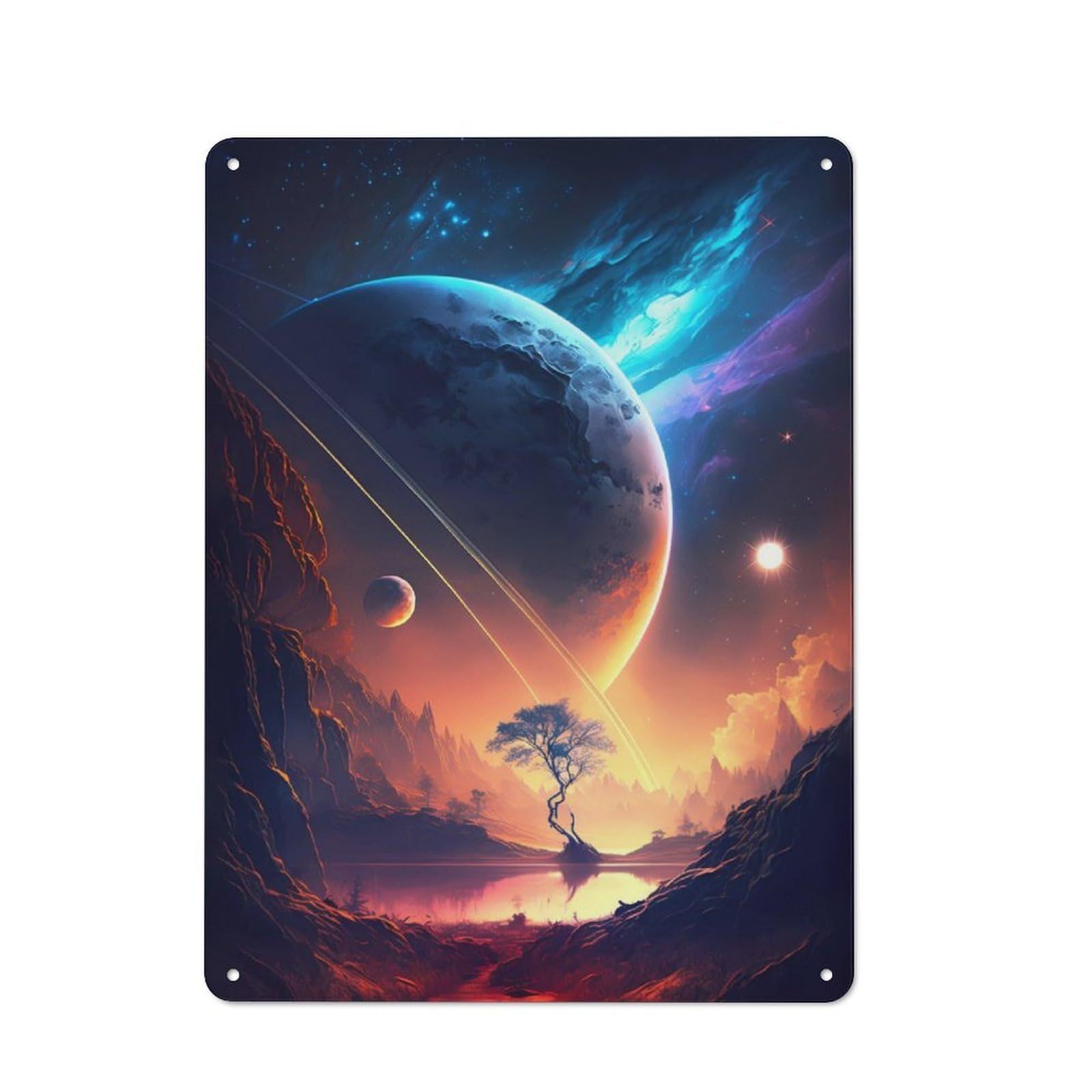 Junmoney Starlit Horizon Landscape Vintage Tin Sign 40X30cm With For Guest Room Or Hallway, Suited To Wall Displays In Guest Rooms And Hallways