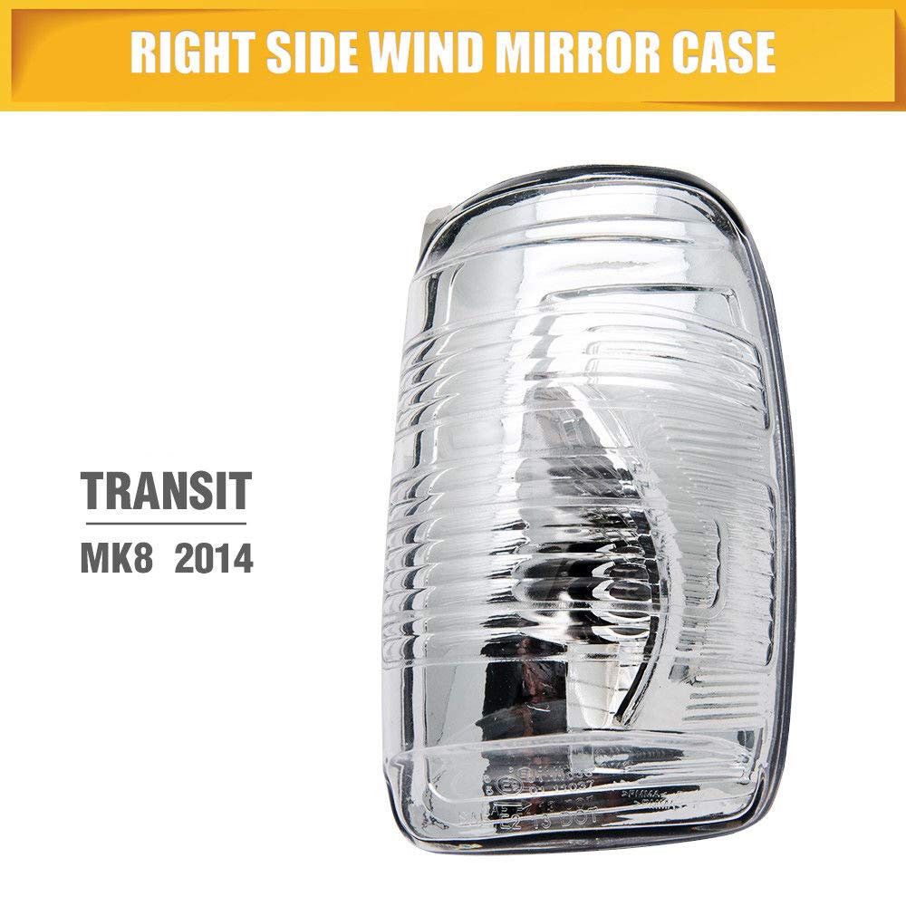 2Pcs Wing Mirror Indicator Lens Covers For Ford Transit MK8 2014 Onwards - Left & Right Side Replacement